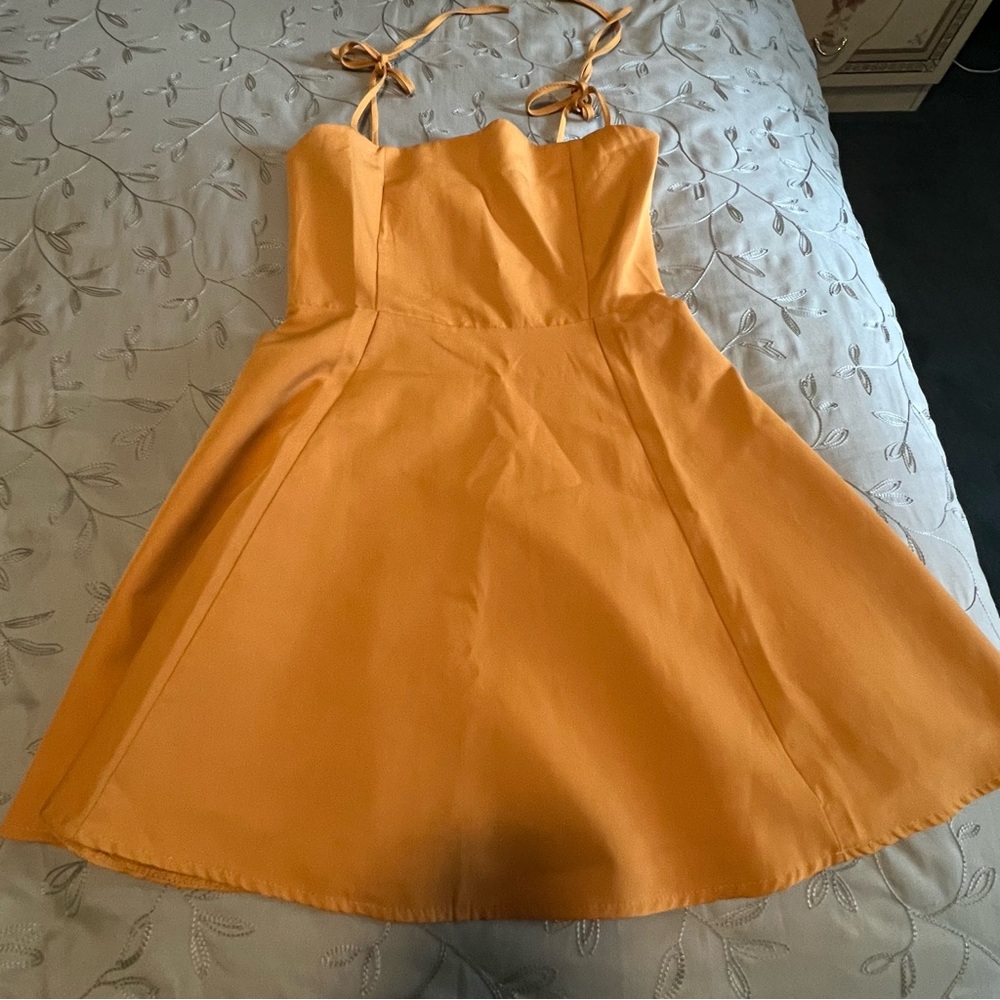 Golden Yellow A-Line Sundress with Spaghetti Straps